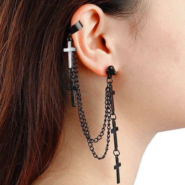 1 pcs fashion cross tassel chains ear cuff earrings for women girls gothic punk style cross pendant clip earrings trendy jewelry, Silver
1 pcs fashion cross tassel chains ear cuff earrings for women girls gothic punk style cross pendant clip earrings trendy jewelry, Silver