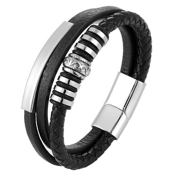 multilayer leather bracelet men magnetic-clasp bangles for men cowhide braided 3-layer stainless steel bracelet women pulseira, Black
multilayer leather bracelet men magnetic-clasp bangles for men cowhide braided 3-layer stainless steel bracelet women pulseira, Black