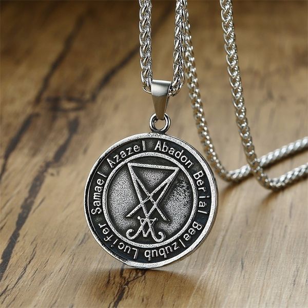 pendant necklaces nomine dei nostri satanas luciferi excelsi amulet occult luciferian satanic necklace satan with 24 inch, Silver
pendant necklaces nomine dei nostri satanas luciferi excelsi amulet occult luciferian satanic necklace satan with 24 inch, Silver