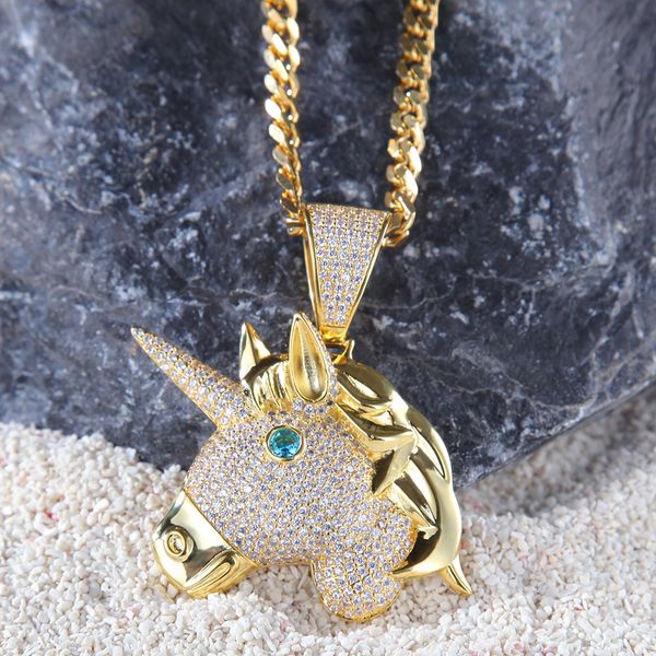cuban link chains hip-hop gu meng zircon unicorn pendant unicorn male necklace, Silver
cuban link chains hip-hop gu meng zircon unicorn pendant unicorn male necklace, Silver