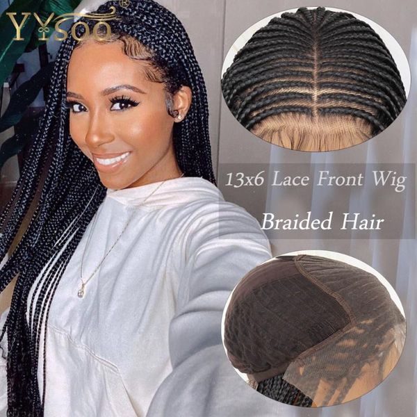 yysoo long13x6 micro braided synthetic lace front wigs for black women middle part half hand tied box braided wig with babyhair
yysoo long13x6 micro braided synthetic lace front wigs for black women middle part half hand tied box braided wig with babyhair