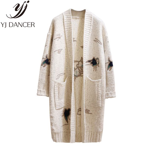 2018 spring autumn new plus size fashion women casual loose size long section embroidery open sweater female coat ljj0119, White
2018 spring autumn new plus size fashion women casual loose size long section embroidery open sweater female coat ljj0119, White