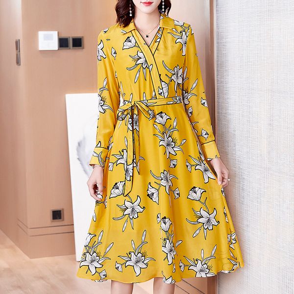 casual dresses real silk dress women spring summer korean fashion print midi elegant vintage party vestido mujer p1041 yy2594, Black;gray
casual dresses real silk dress women spring summer korean fashion print midi elegant vintage party vestido mujer p1041 yy2594, Black;gray
