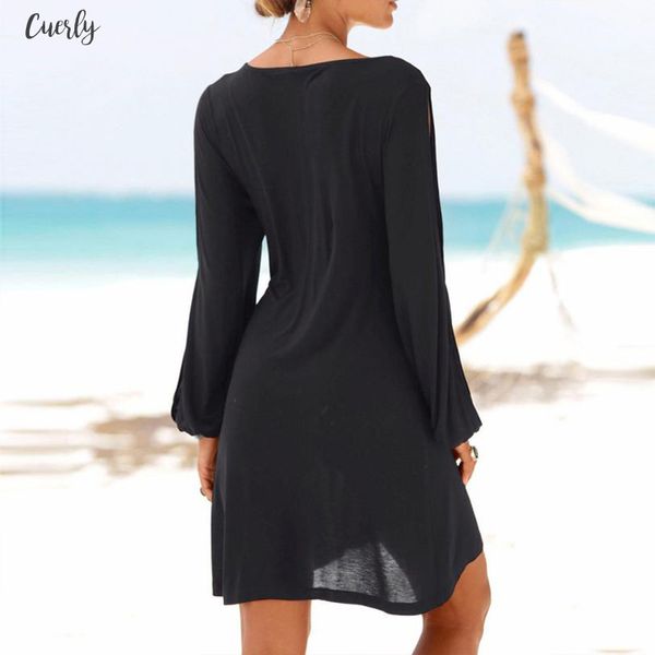 dress fashion women casual o neck hollow out sleeve straight dress solid beach style mini dress women 2020, Black;gray
dress fashion women casual o neck hollow out sleeve straight dress solid beach style mini dress women 2020, Black;gray