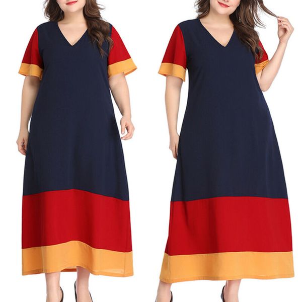 womens ladies splice short sleeve long dress plus size colour block maxidress, Black;gray
womens ladies splice short sleeve long dress plus size colour block maxidress, Black;gray