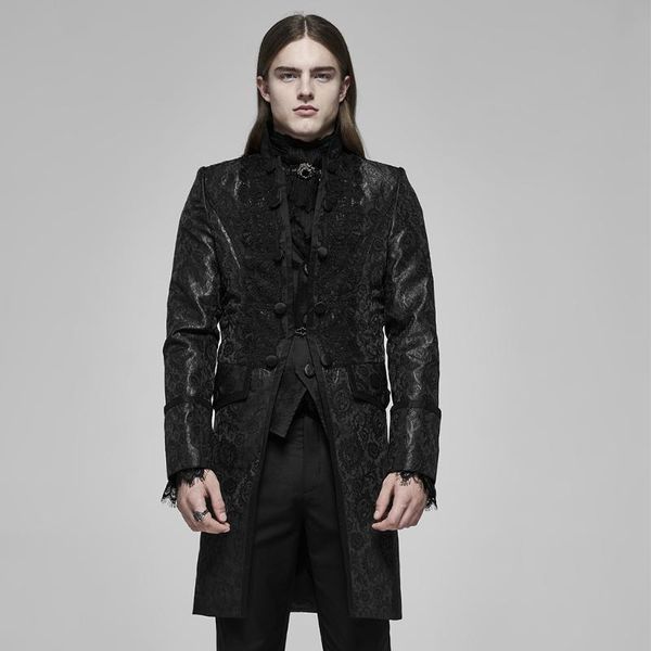 punk rave men's gothic jacquard coat stand collar applique decorative pattern formal wedding evening dinner long jacket, Black
punk rave men's gothic jacquard coat stand collar applique decorative pattern formal wedding evening dinner long jacket, Black
