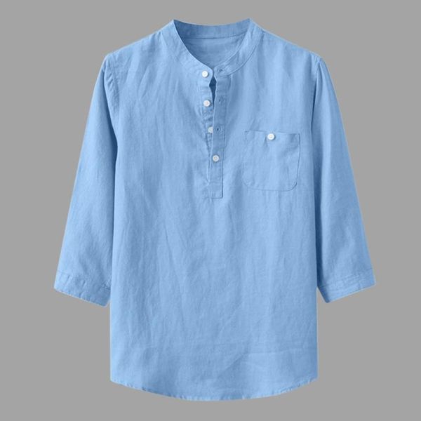 men's shirts camisa casual baggy cotton linen men shirt solid three quarter sleeve stand collar male blouse camisas hombre, White;black
men's shirts camisa casual baggy cotton linen men shirt solid three quarter sleeve stand collar male blouse camisas hombre, White;black