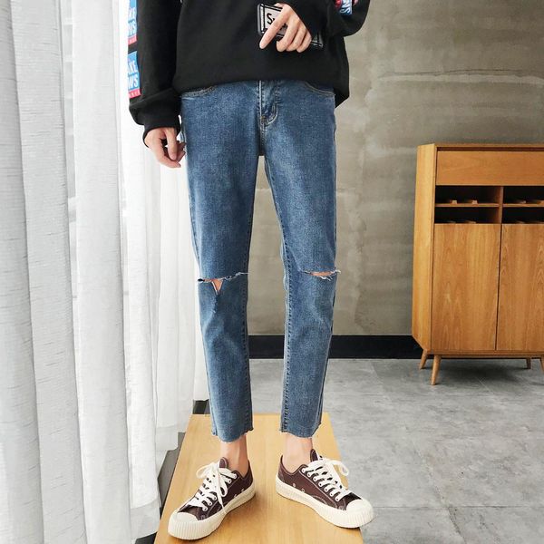 fashion hole jeans men 2019 solid slim ankle length denim pants casual mens clothing big size, Blue
fashion hole jeans men 2019 solid slim ankle length denim pants casual mens clothing big size, Blue