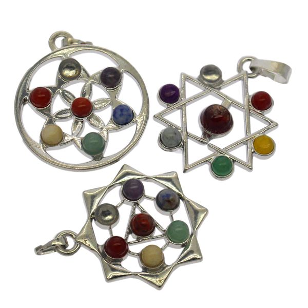 fashionable seven-chakra pendant natural seven-color agate crystal seven-chakra gemstone alloy pendant, Silver
fashionable seven-chakra pendant natural seven-color agate crystal seven-chakra gemstone alloy pendant, Silver