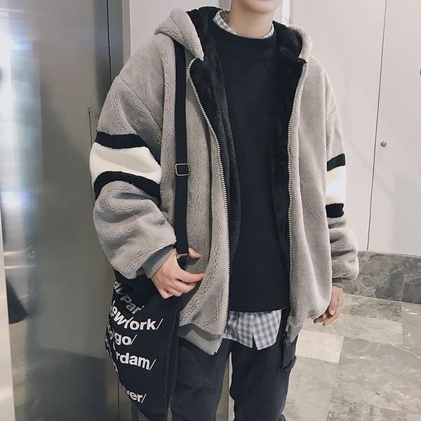 korean winter 2018 men's fashion tide lamb increase velvet thickening even cap loose casual solid color warm jackets coats -2xl, Tan;black
korean winter 2018 men's fashion tide lamb increase velvet thickening even cap loose casual solid color warm jackets coats -2xl, Tan;black