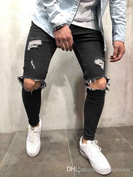 fashion mens ripped holes jeans straight slim elastic denim fit jean black skinny jeans male long trousers jeans pants, Blue
fashion mens ripped holes jeans straight slim elastic denim fit jean black skinny jeans male long trousers jeans pants, Blue