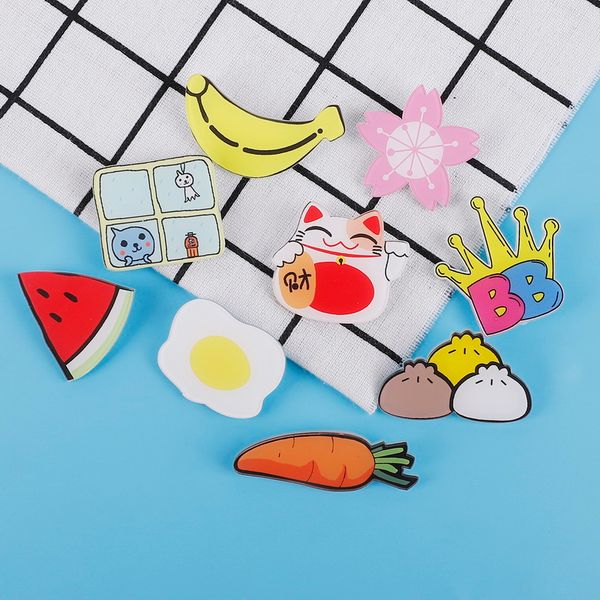 1pcs cartoon cute acrylic badge strawberry watermelon banana fruit milk cream fortune cat women brooches clothing decoration, Gray
1pcs cartoon cute acrylic badge strawberry watermelon banana fruit milk cream fortune cat women brooches clothing decoration, Gray