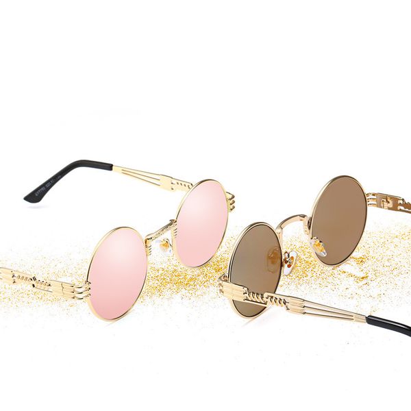 2019 round sunglasses men women metal punk vintage sunglass brand designer fashion glasses mirror lens oculos, White;black 
2019 round sunglasses men women metal punk vintage sunglass brand designer fashion glasses mirror lens oculos, White;black