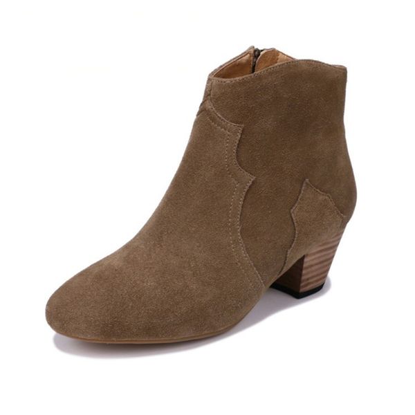 European and American style suede material short boots round head zipper closed retro ankle boots for women, Black
European and American style suede material short boots round head zipper closed retro ankle boots for women, Black