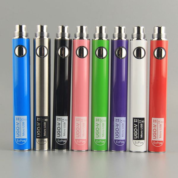 

Аутентичные UGO V II 2 650 900 мАч EVOD Ego 510 Аккумулятор 8 цветов Micro USB Зарядка Сквозной Vape батареи 100% оригинал