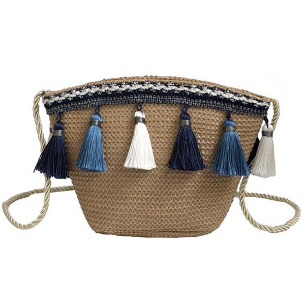 women tassel coin purse diagonal across the shoulder rattan beach bag