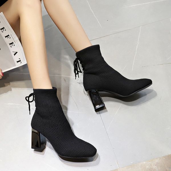 women boots high heels sock shoes boots-women luxury designer lace up round toe winter footwear booties ladies stiletto, Black
women boots high heels sock shoes boots-women luxury designer lace up round toe winter footwear booties ladies stiletto, Black