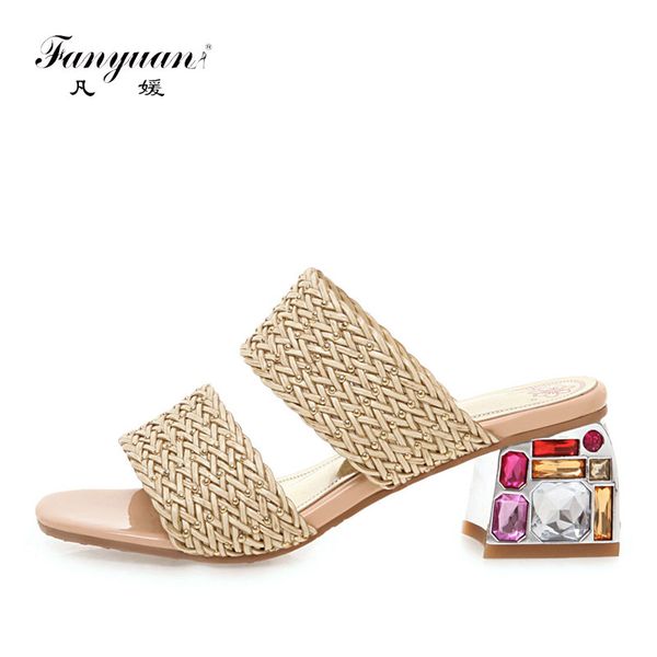 fanyuan fashion elegant shallow slippers summer outside crystal color high heels simple versatile ladies slides women shoes, Black
fanyuan fashion elegant shallow slippers summer outside crystal color high heels simple versatile ladies slides women shoes, Black