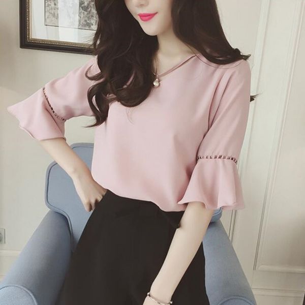 summer flare sleeve chiffon blouse shirt women office blusa feminina shirts womens blouses clothing, White
summer flare sleeve chiffon blouse shirt women office blusa feminina shirts womens blouses clothing, White
