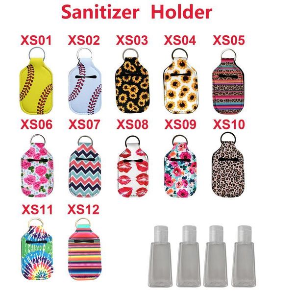 20 styles neoprene cover for 30ml hand sanitizer bottle sleeve perfume bottle pendant keychain printed neoprene hand sanitizer holder m208f