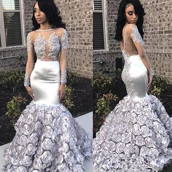 gorgeous handmade flowers mermaid prom dresses 2019 new appliques beads sheer long sleeves evening gowns floor length party dresses, Black
gorgeous handmade flowers mermaid prom dresses 2019 new appliques beads sheer long sleeves evening gowns floor length party dresses, Black