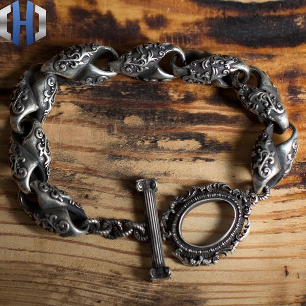original design bracelet retro bracelet 925 silver personality couple ot buckle, Black
original design bracelet retro bracelet 925 silver personality couple ot buckle, Black