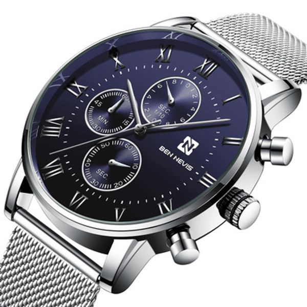 men watch quartz analog watches three-eyed six-pin stainless steel multifunction chronograph watch exquisite gift, Slivery;brown
men watch quartz analog watches three-eyed six-pin stainless steel multifunction chronograph watch exquisite gift, Slivery;brown