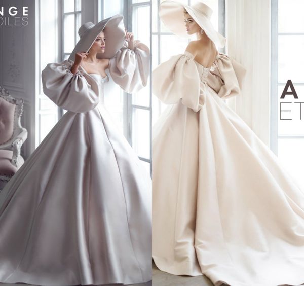 vintage satin wedding dresses with bell long sleeve sweetheart a line ruffles beach wedding gowns custom made country abiti da sposa, White
vintage satin wedding dresses with bell long sleeve sweetheart a line ruffles beach wedding gowns custom made country abiti da sposa, White