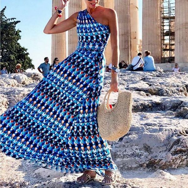 women sleeveless one shoulder floral boho long maxi dress summer ladies party beach split maxi dress clothing, Black;gray
women sleeveless one shoulder floral boho long maxi dress summer ladies party beach split maxi dress clothing, Black;gray