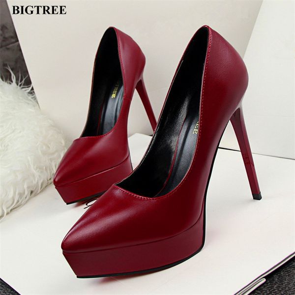 concise platform pointed toe women pumps 2019 new fashion pu leather shallow high heels shoes women's office shoes party shoes, Black 
concise platform pointed toe women pumps 2019 new fashion pu leather shallow high heels shoes women's office shoes party shoes, Black