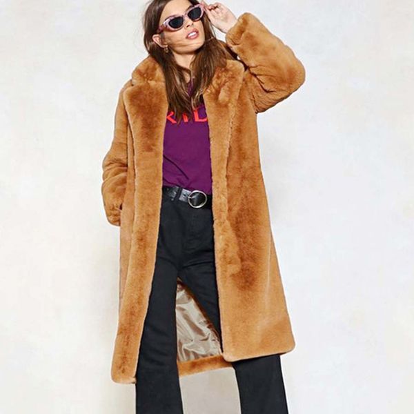 women elegant shaggy long faux fur coat streetwear autumn winter thicken warm plush coat female plus size xxxl overcoat brown, Black
women elegant shaggy long faux fur coat streetwear autumn winter thicken warm plush coat female plus size xxxl overcoat brown, Black