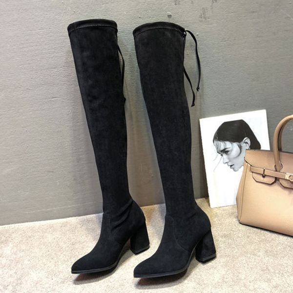 winter over the knee boots ladies casual shoes female round head flat bottom high heels warm snow thick high heel boots, Black
winter over the knee boots ladies casual shoes female round head flat bottom high heels warm snow thick high heel boots, Black