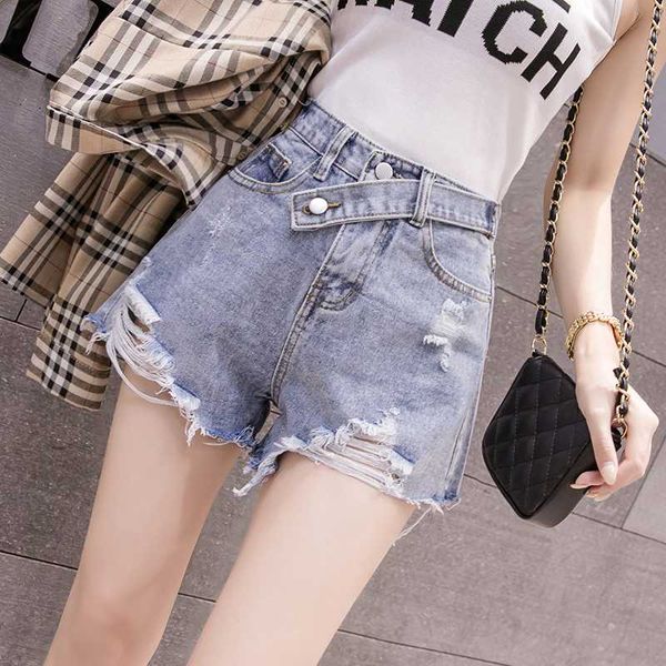2020 new ripped jeans hole denim wide leg pants high waist shorts irregular burr loose pants, Blue
2020 new ripped jeans hole denim wide leg pants high waist shorts irregular burr loose pants, Blue