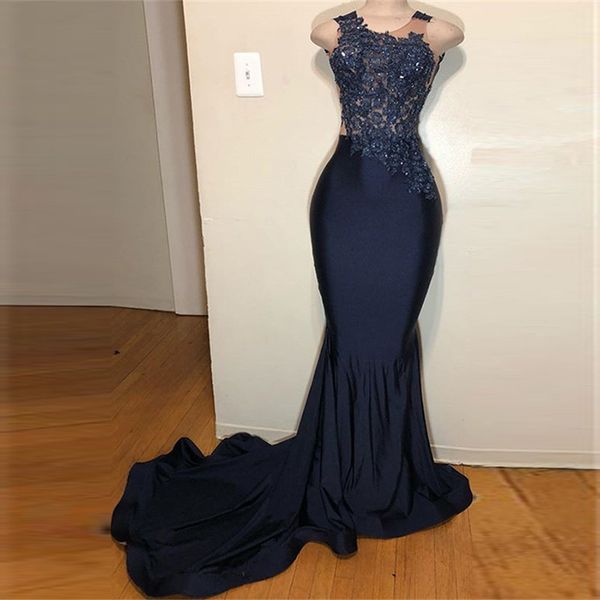 Dark Blue Jewel Mermaid Prom Dresses 2019 Applique Lace Evening Gowns Tuxedos Sleeves 2K18 Black Girls Party Dress
Dark Blue Jewel Mermaid Prom Dresses 2019 Applique Lace Evening Gowns Tuxedos Sleeves 2K18 Black Girls Party Dress
