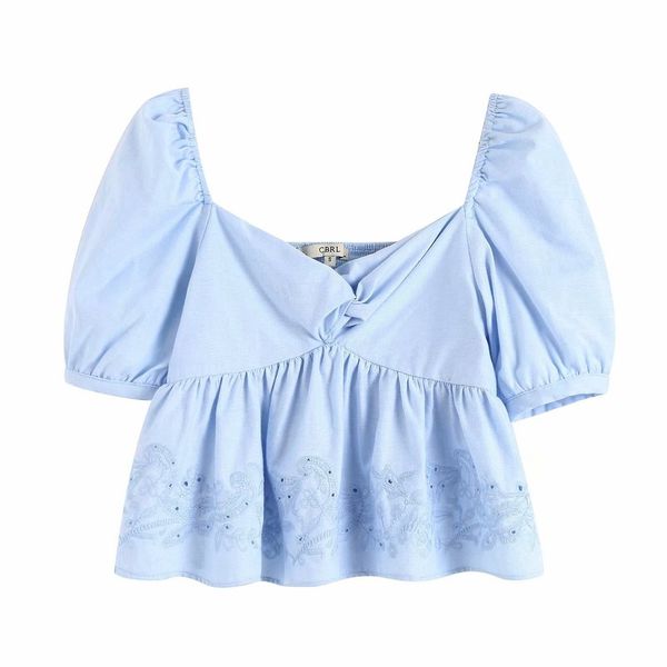 popular 1981-55-9717 european and american fashion embroidered shirts, White 
popular 1981-55-9717 european and american fashion embroidered shirts, White