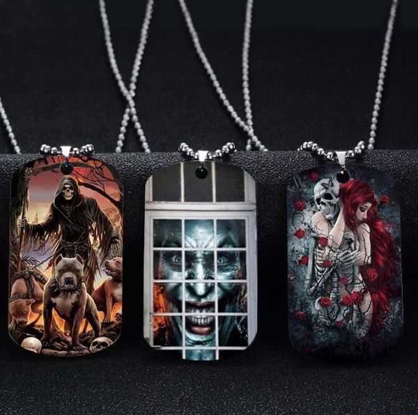 316l surgical grade stainless steel dog tag pendant necklace halloween gift skull hippie jewelry, Silver
316l surgical grade stainless steel dog tag pendant necklace halloween gift skull hippie jewelry, Silver