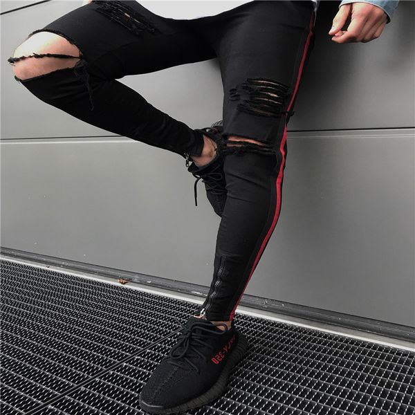 2019 cool slim fit ripped hole jeans for men distressed high street washed destroyed zipper denim pencil jeans plus size, Blue
2019 cool slim fit ripped hole jeans for men distressed high street washed destroyed zipper denim pencil jeans plus size, Blue