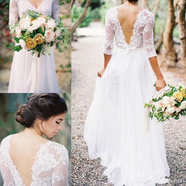 Cheap Plus Size Bohemian Wedding Dresses 2019 Newest Lace Applique V-neck 3/4 Long Sleeves Low Back A-line Lace Chiffon Bridal Wedding Gowns
Cheap Plus Size Bohemian Wedding Dresses 2019 Newest Lace Applique V-neck 3/4 Long Sleeves Low Back A-line Lace Chiffon Bridal Wedding Gowns