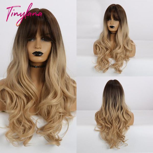 synthetic wigs tiny lana women wig long wavy hair with bangs heat resistant mixed brown blonde ombre color for africa and america, Black
synthetic wigs tiny lana women wig long wavy hair with bangs heat resistant mixed brown blonde ombre color for africa and america, Black