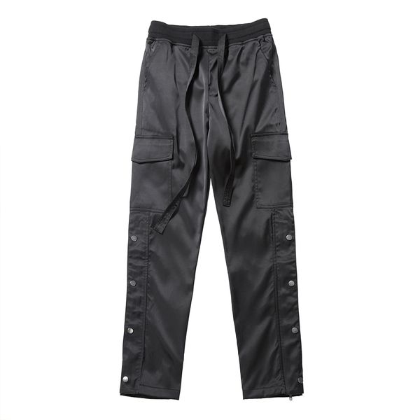 cargo pants men streetwear european american fashion men's sweatpants buttons split ankle zipper drawstring male joggers pants, Black
cargo pants men streetwear european american fashion men's sweatpants buttons split ankle zipper drawstring male joggers pants, Black