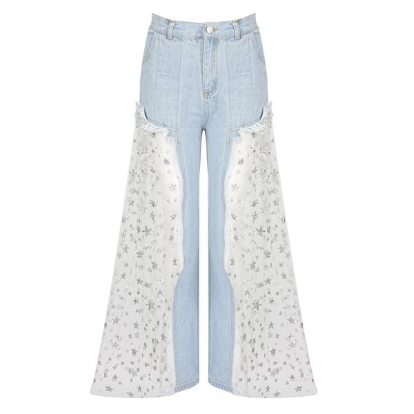 2019 novelty women jeans fashion mesh patchwork lovely lady star design high waist destroyed ripped wide leg long pants trousers, Blue
2019 novelty women jeans fashion mesh patchwork lovely lady star design high waist destroyed ripped wide leg long pants trousers, Blue