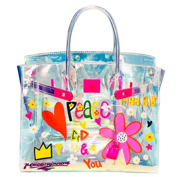 women handbag transparent bag clear pvc jelly colorful tote messenger bag laser holographic shoulder bags female lady sac a main
women handbag transparent bag clear pvc jelly colorful tote messenger bag laser holographic shoulder bags female lady sac a main
