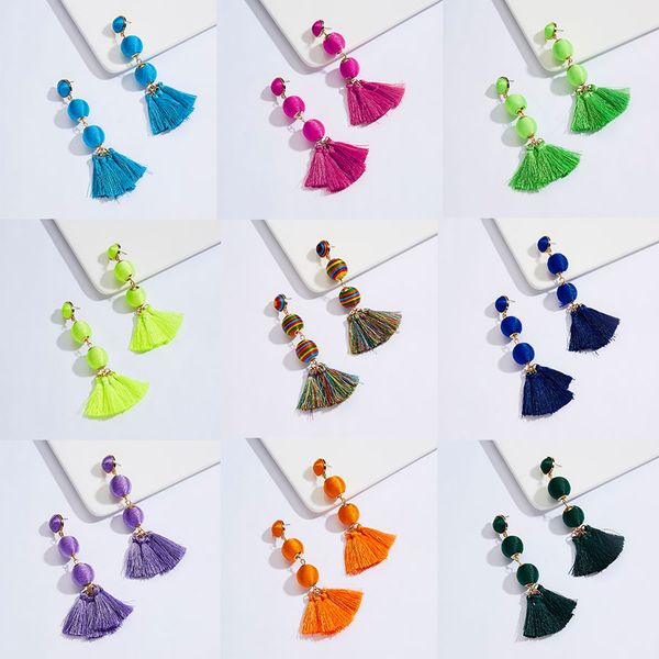 wool thread multicolor three balls long tassel drop winding handmade earrings ethnic lady dangle fringe earring, Silver
wool thread multicolor three balls long tassel drop winding handmade earrings ethnic lady dangle fringe earring, Silver