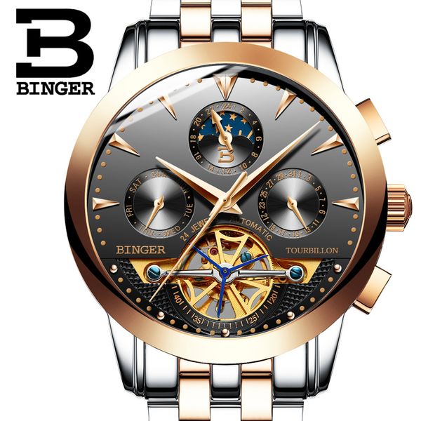 switzerland binger fashion brand men skeleton automatic self wind mechanical watch relogio masculino multifunction sport watch, Slivery;brown
switzerland binger fashion brand men skeleton automatic self wind mechanical watch relogio masculino multifunction sport watch, Slivery;brown