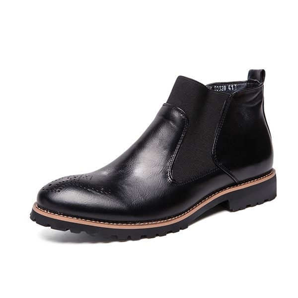 men's boots autumn leather chelsea boots brogue style mens breathable formal boots man high casual shoes, Black
men's boots autumn leather chelsea boots brogue style mens breathable formal boots man high casual shoes, Black