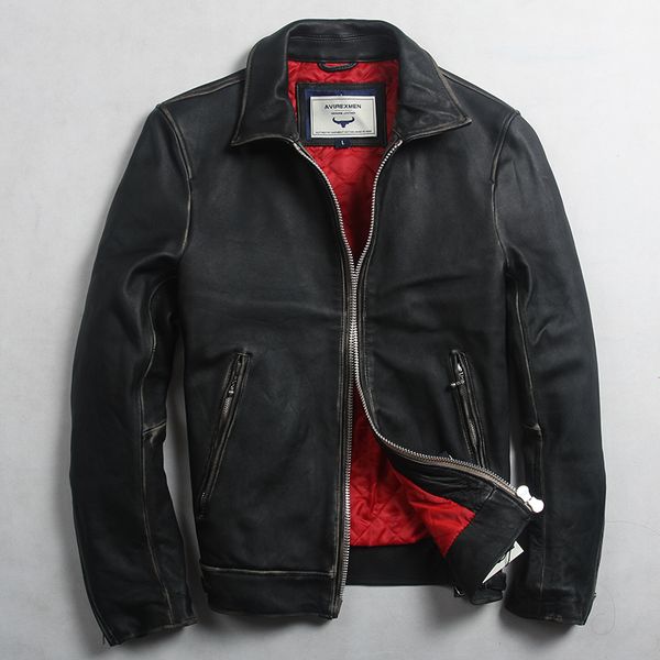 vintage avirexmen men's genuine fashion slim fit real jacket spring casual leather coat for men, Black
vintage avirexmen men's genuine fashion slim fit real jacket spring casual leather coat for men, Black
