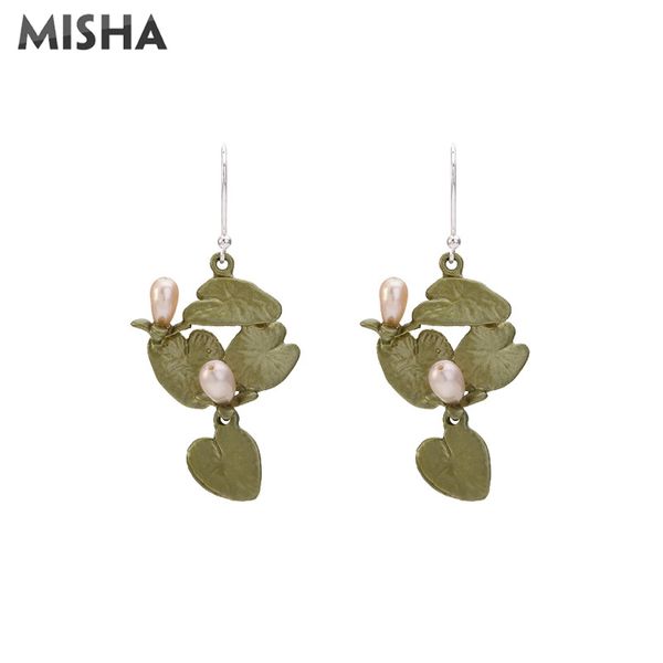 stud misha earrings for women lotus leaf pearl handmade retro elegant design dangle jewelry party gift 2720, Golden;silver
stud misha earrings for women lotus leaf pearl handmade retro elegant design dangle jewelry party gift 2720, Golden;silver