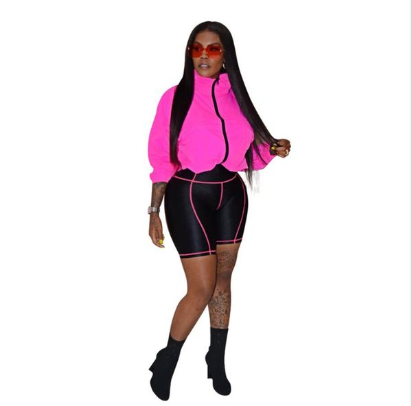 women designer contrast color tracksuit long sleeve jacket sunproof coat + biker shorts 2 piece outfit bodycon clothes sports suit wf704, White
women designer contrast color tracksuit long sleeve jacket sunproof coat + biker shorts 2 piece outfit bodycon clothes sports suit wf704, White