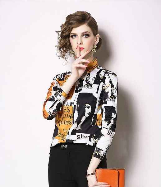 2019 sale letter printed black yellow women blouses beauitful ladies shirts fashion printed top, White
2019 sale letter printed black yellow women blouses beauitful ladies shirts fashion printed top, White