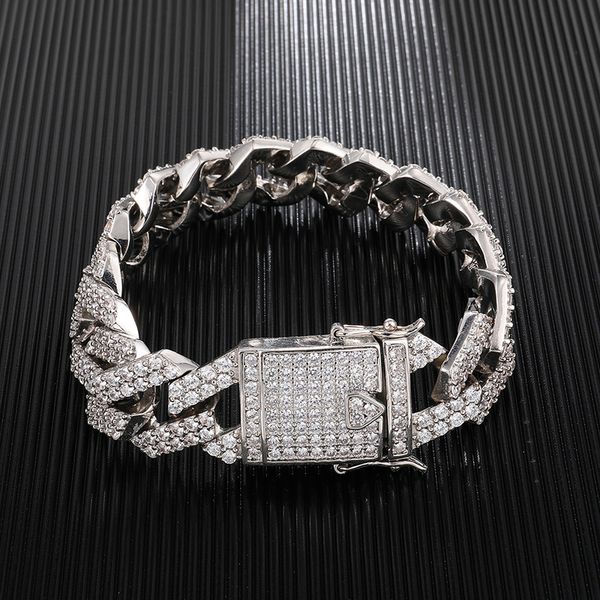 us7 18mm men zircon curb cuban link bracelets hip hop jewelry gold silver color thick heavy copper iced out chain bracelet 7"8, Black
us7 18mm men zircon curb cuban link bracelets hip hop jewelry gold silver color thick heavy copper iced out chain bracelet 7"8, Black